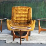 Set of 3 sculptural walnut side tables
