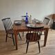 Square art deco dining table in solid wood