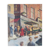 'market day' - scène de rue britannique - huile sur toile