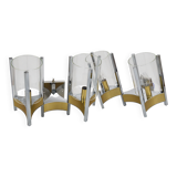 Gaetano Sciolari Large Wall Sconces / Sconces, Chrome, Brass, Glass, 1970s