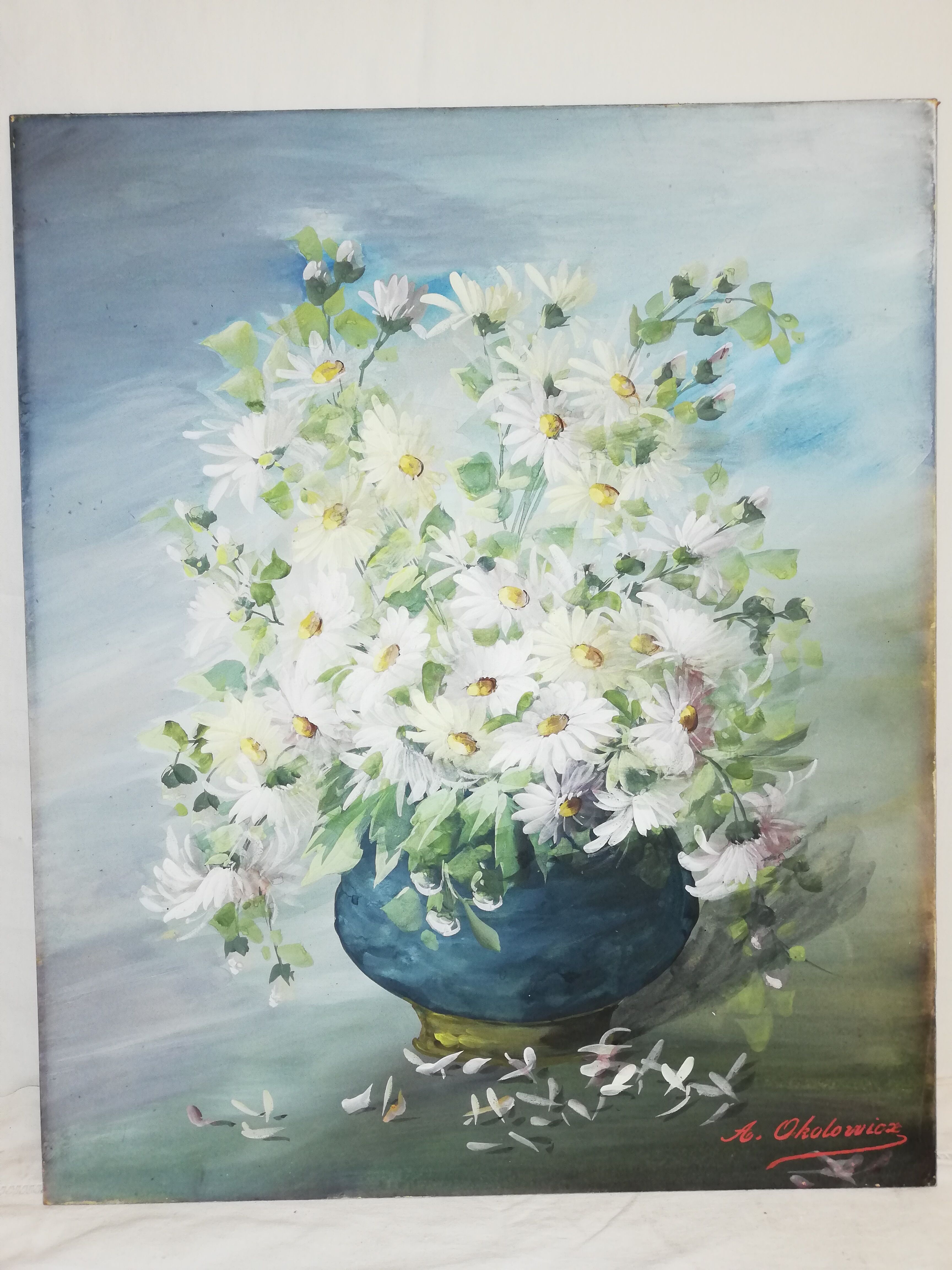 Table old bouquet of flowers frame dore