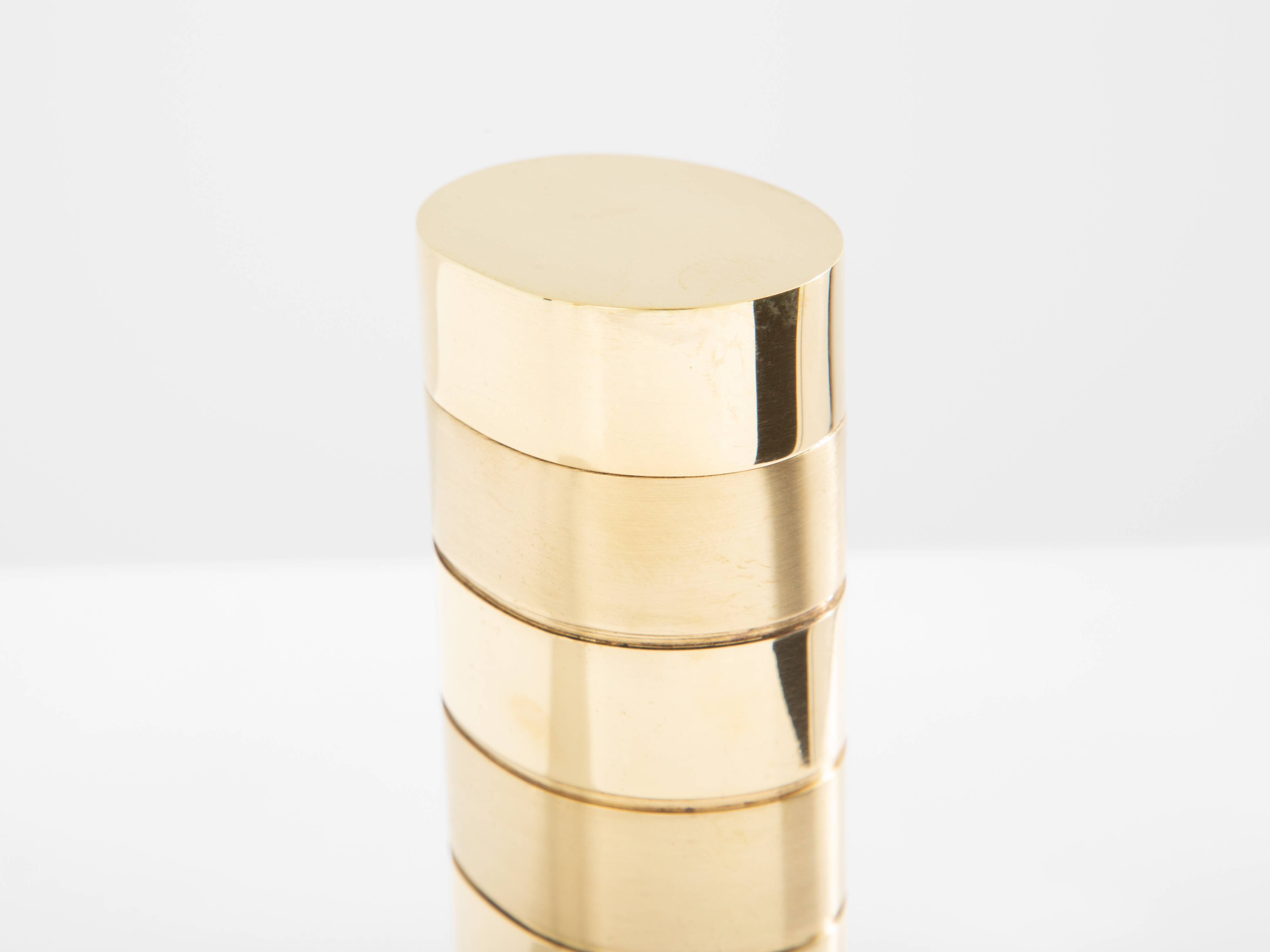 Gabriella Crespi small brushed and polished brass box signed circa 1970.