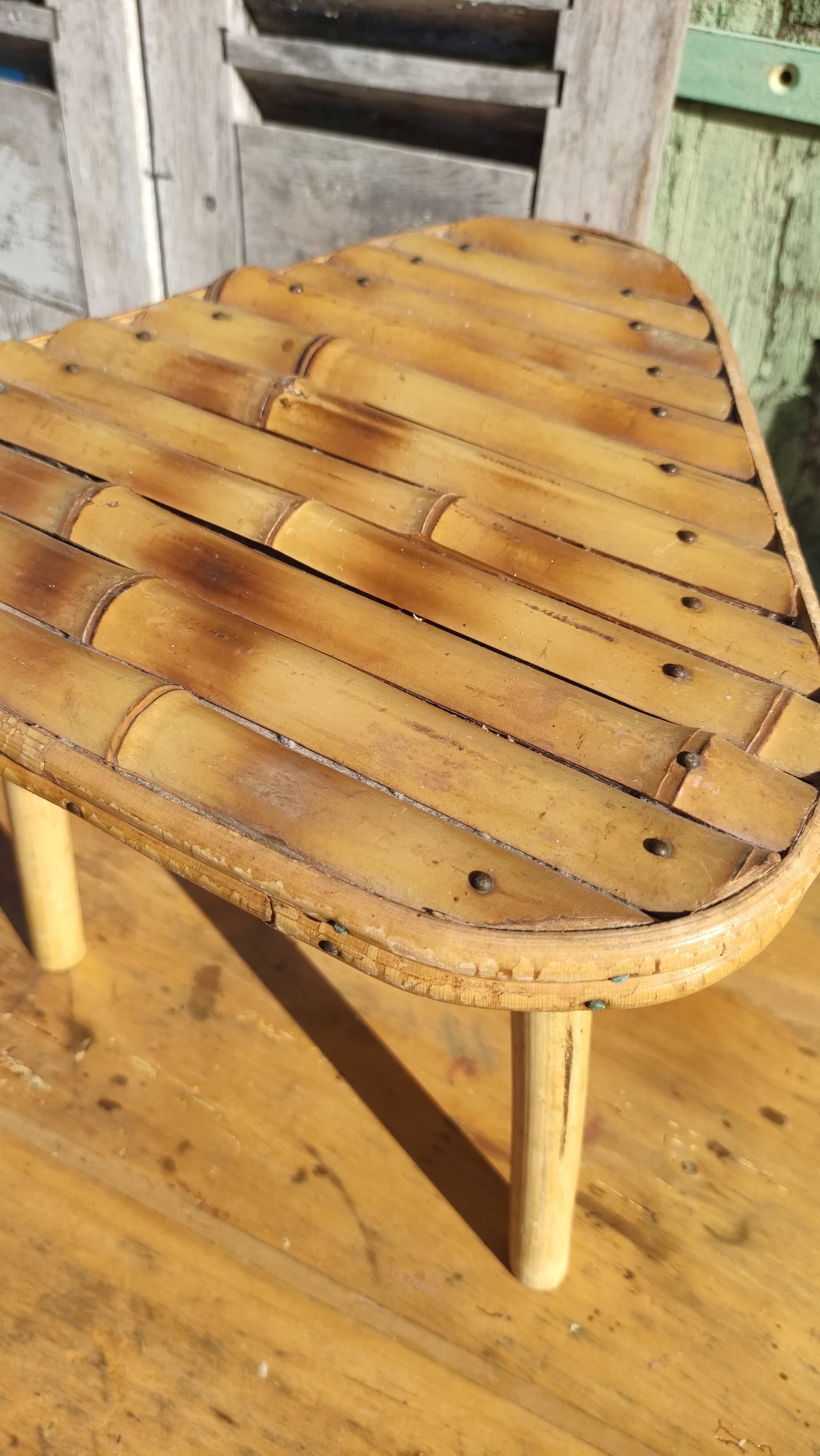 Vintage bamboo tripod stool