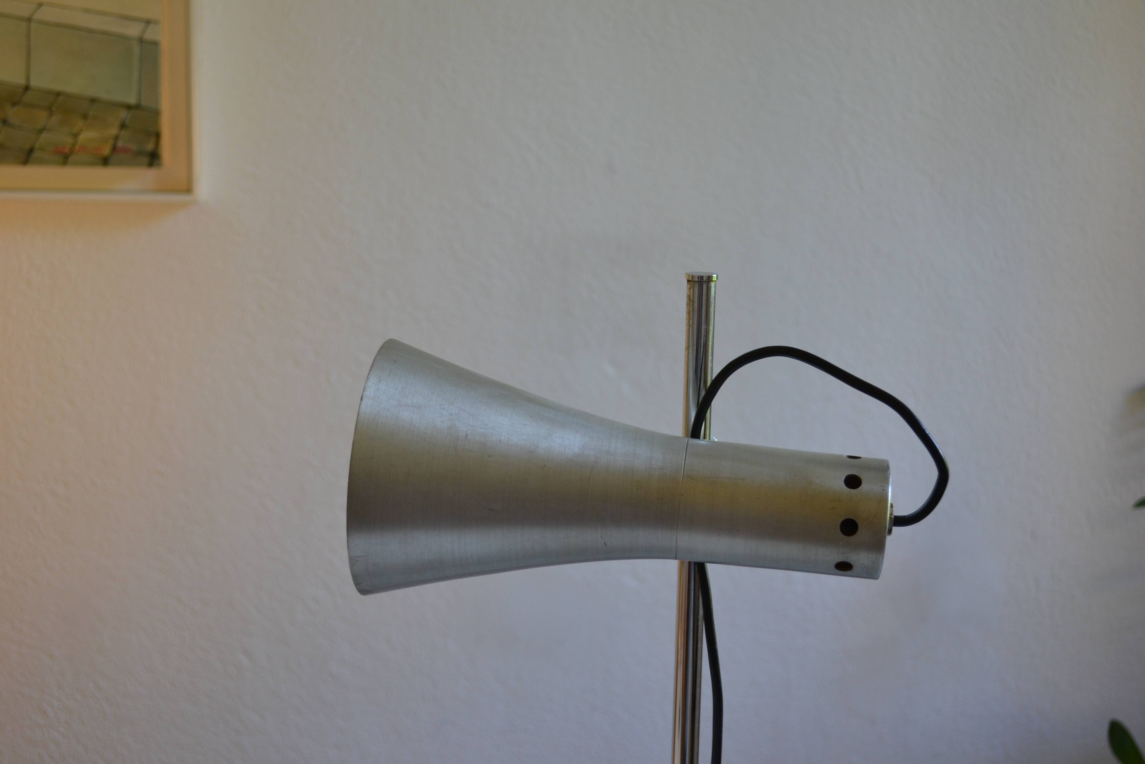 Brushed aluminium and chrome metal desk lamp 70's 1970