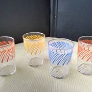 4 vintage screen-printed Gondolo glasses