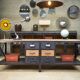 Industrial sideboard from metal and wood factory 1950