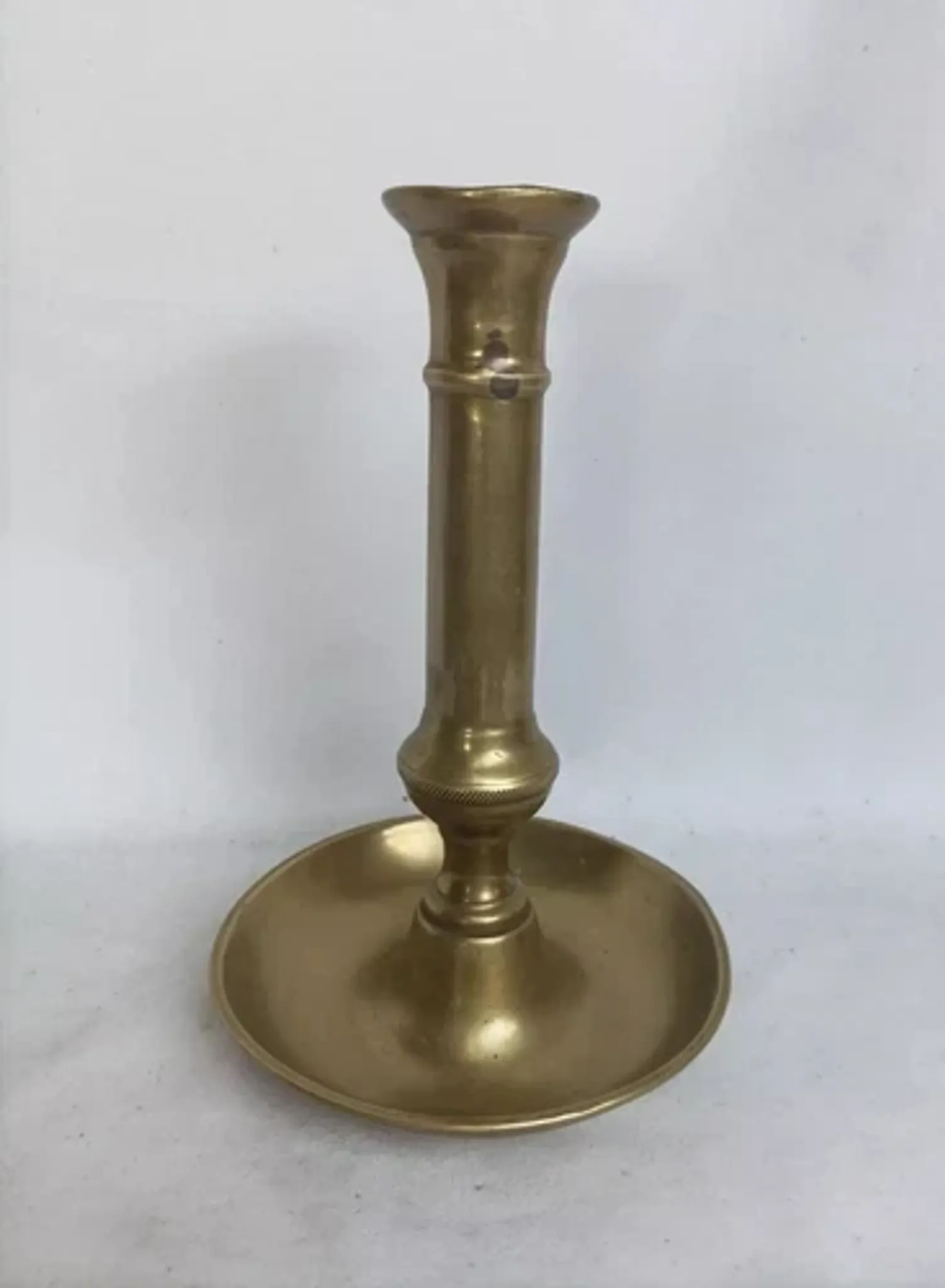 Set of 3 antique push-button bronze candlesticks from the Napoleonic III era.