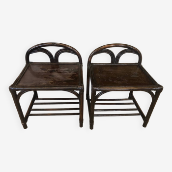 Pair of Maugrion rattan bedside tables