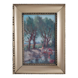 Paysage hollandais 1930 Huile sur toile