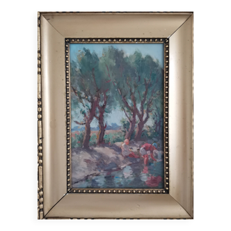 Dutch Landscape 1930s Oil on Canvas