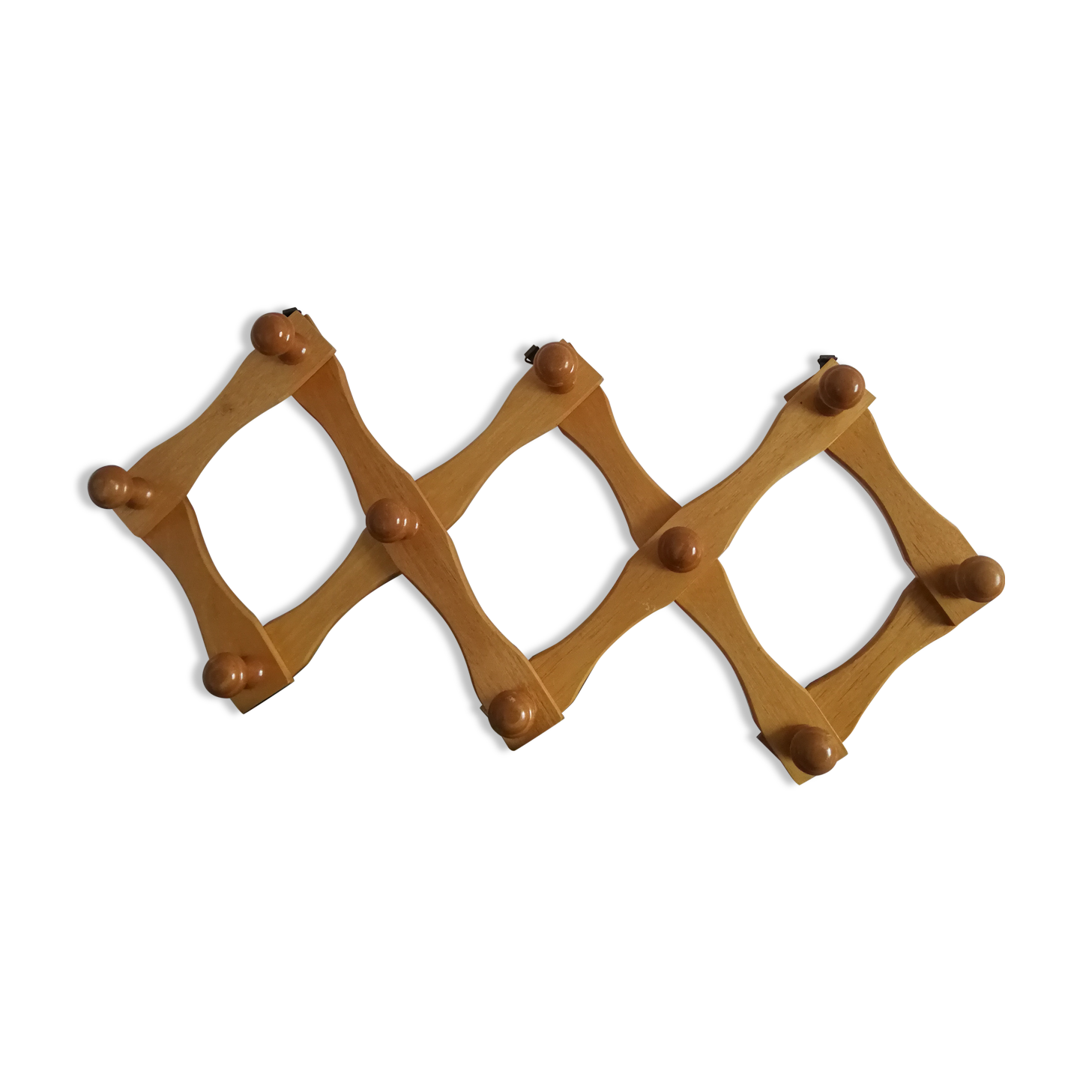 Retractable Vintage wall coat holder with 10 patères