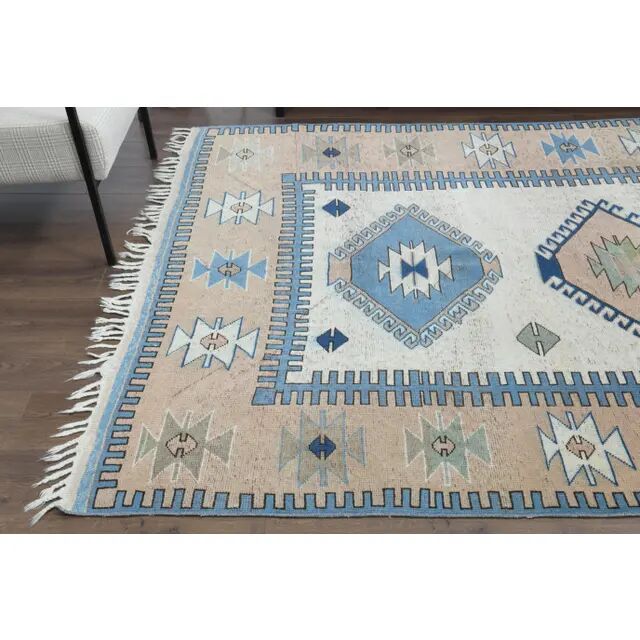 1970s Vintage Turkish Oushak Handmade Wool Cotton Beige Area Rug 185x259