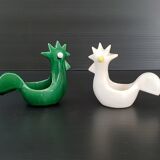 Pair of vintage roosters trinket bowls 1950