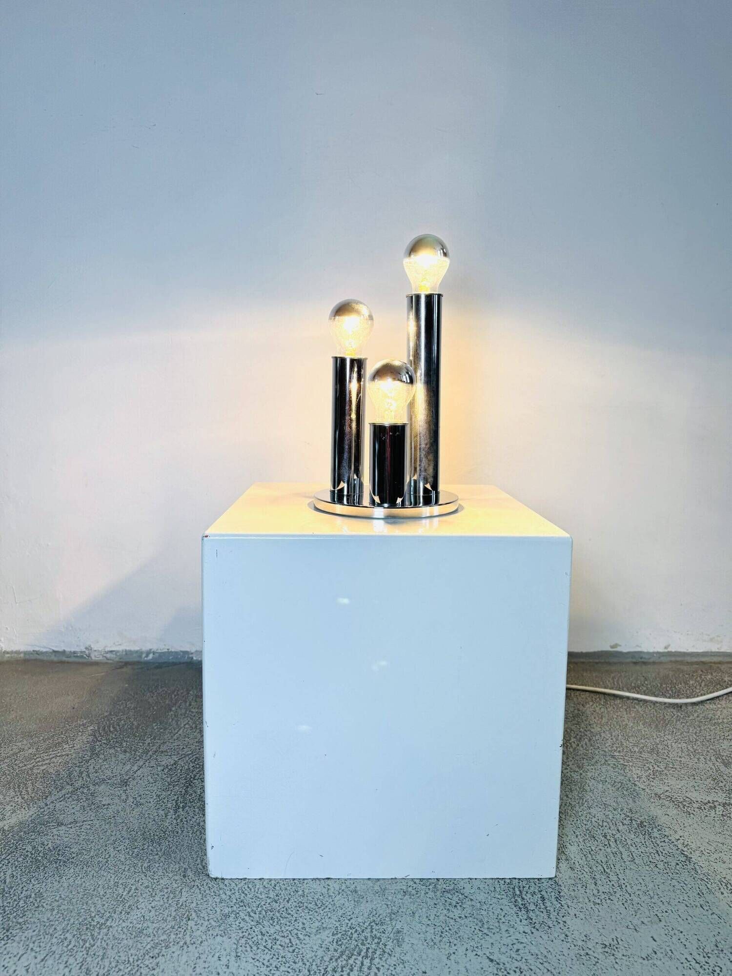Model V3300/03 Tubular Chromed Table Lamp By Hustadt Leuchten, Germany 1970S