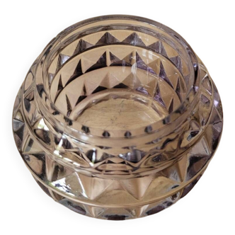Small diamond tip glass candle holder