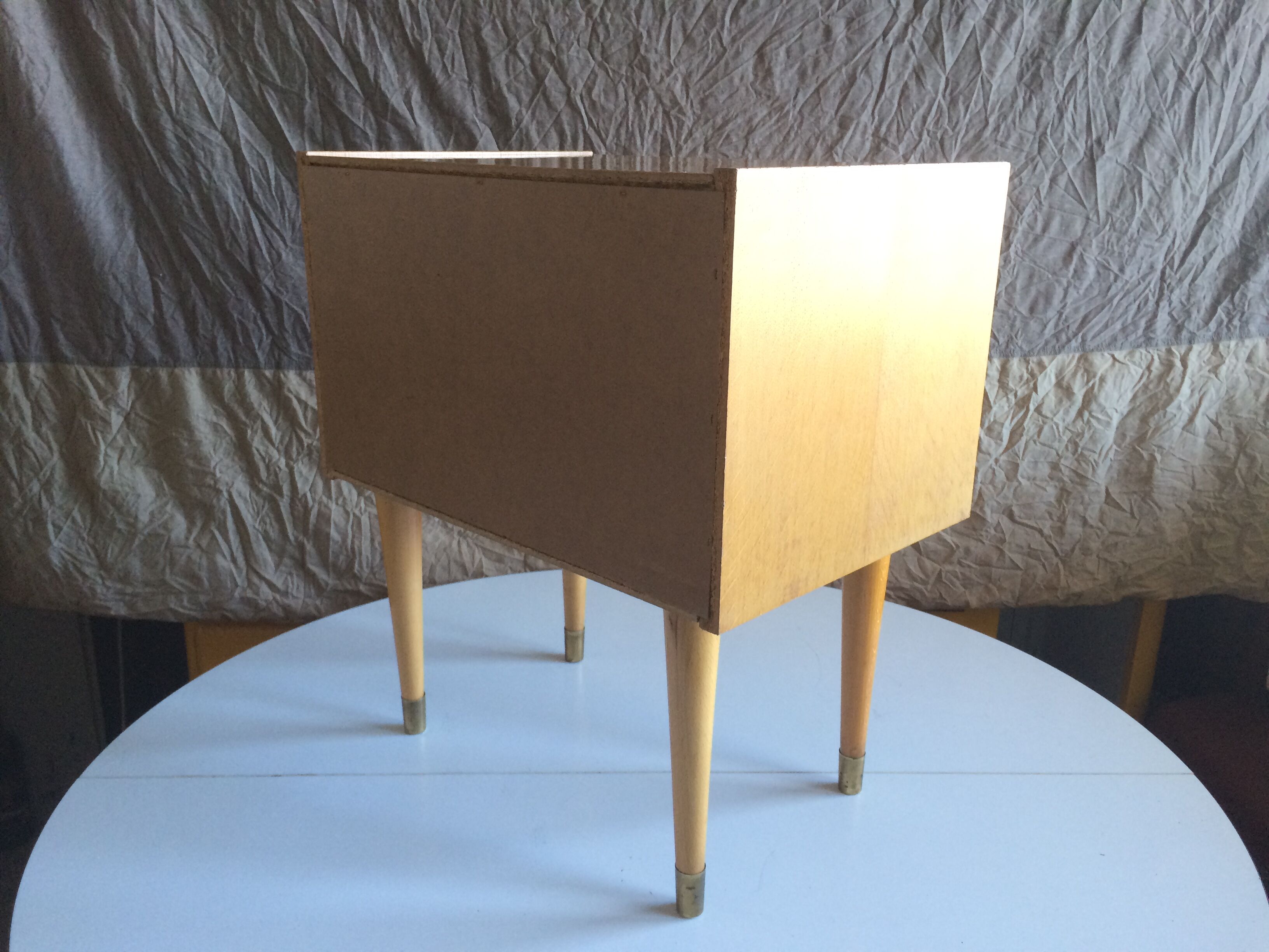 French vintage bedside in varnished blond wood 60