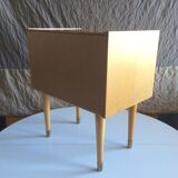 French vintage bedside in varnished blond wood 60