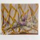 Old painting, oil on wood, lilac flowers on drapery by Sarret.
