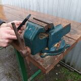 Industrial workshop workbench, wood and metal work table