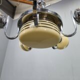 Art Deco Chrome and Glass Chandelier, 5 Globes, 1930s