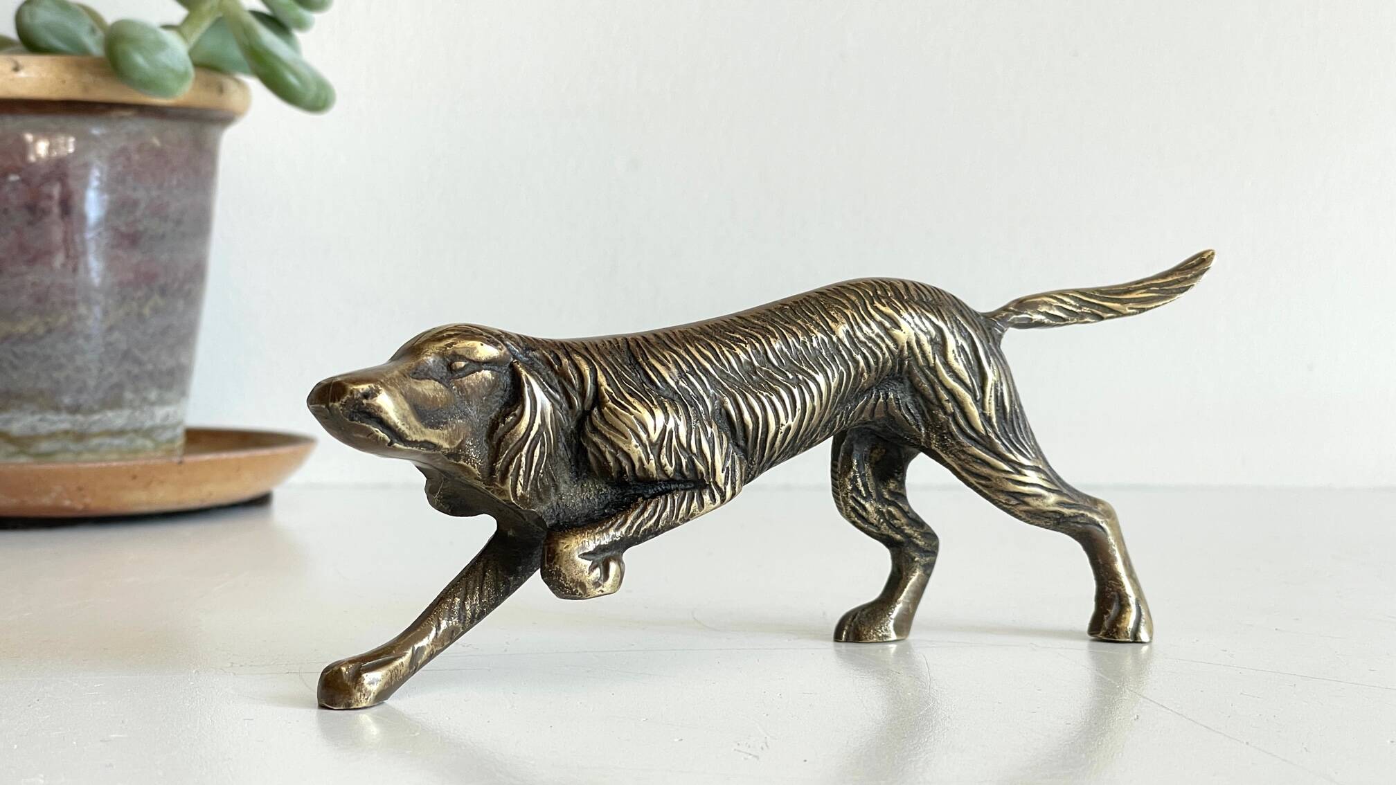 Vintage solid brass decorative dog