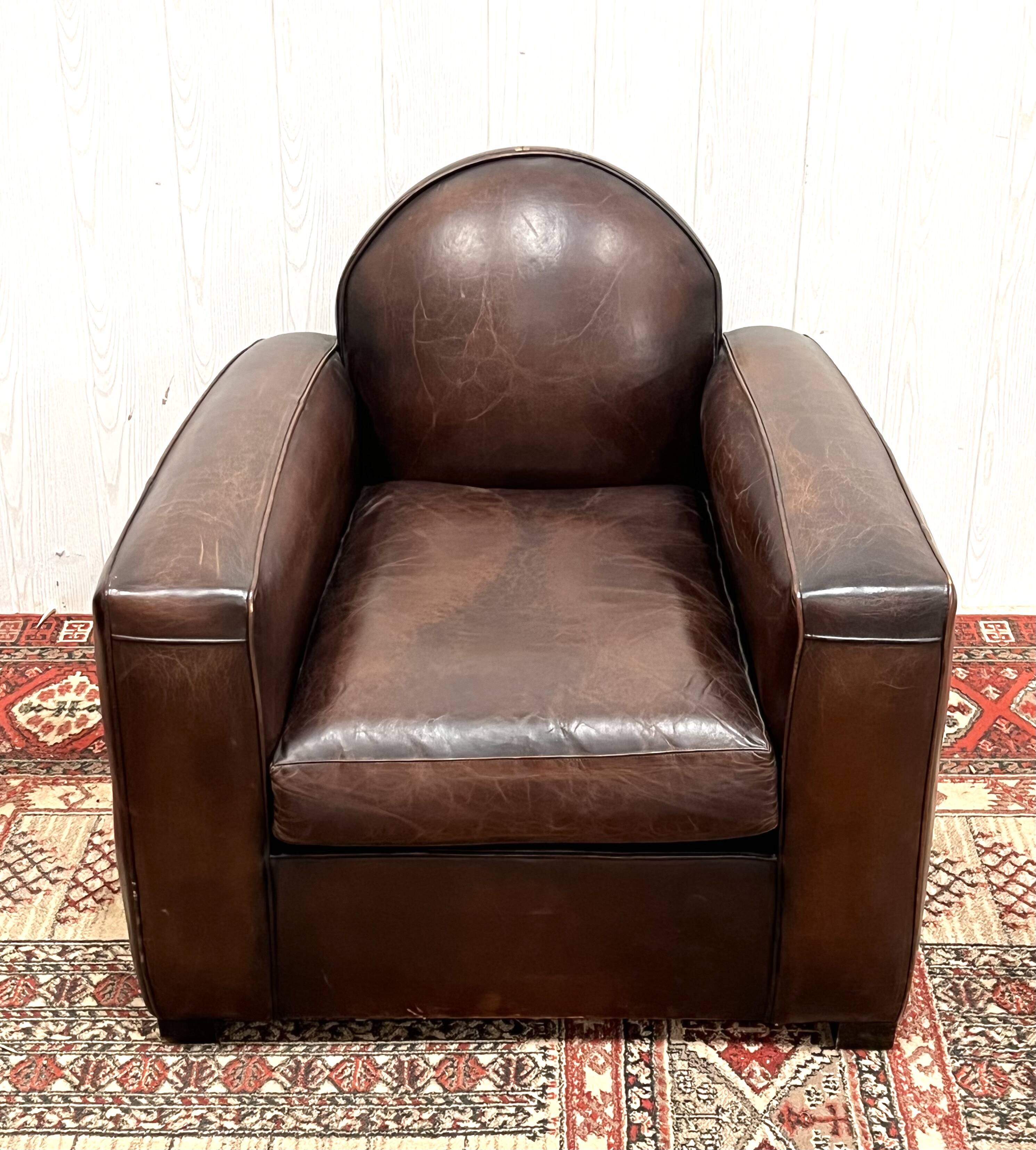 Leather club armchair