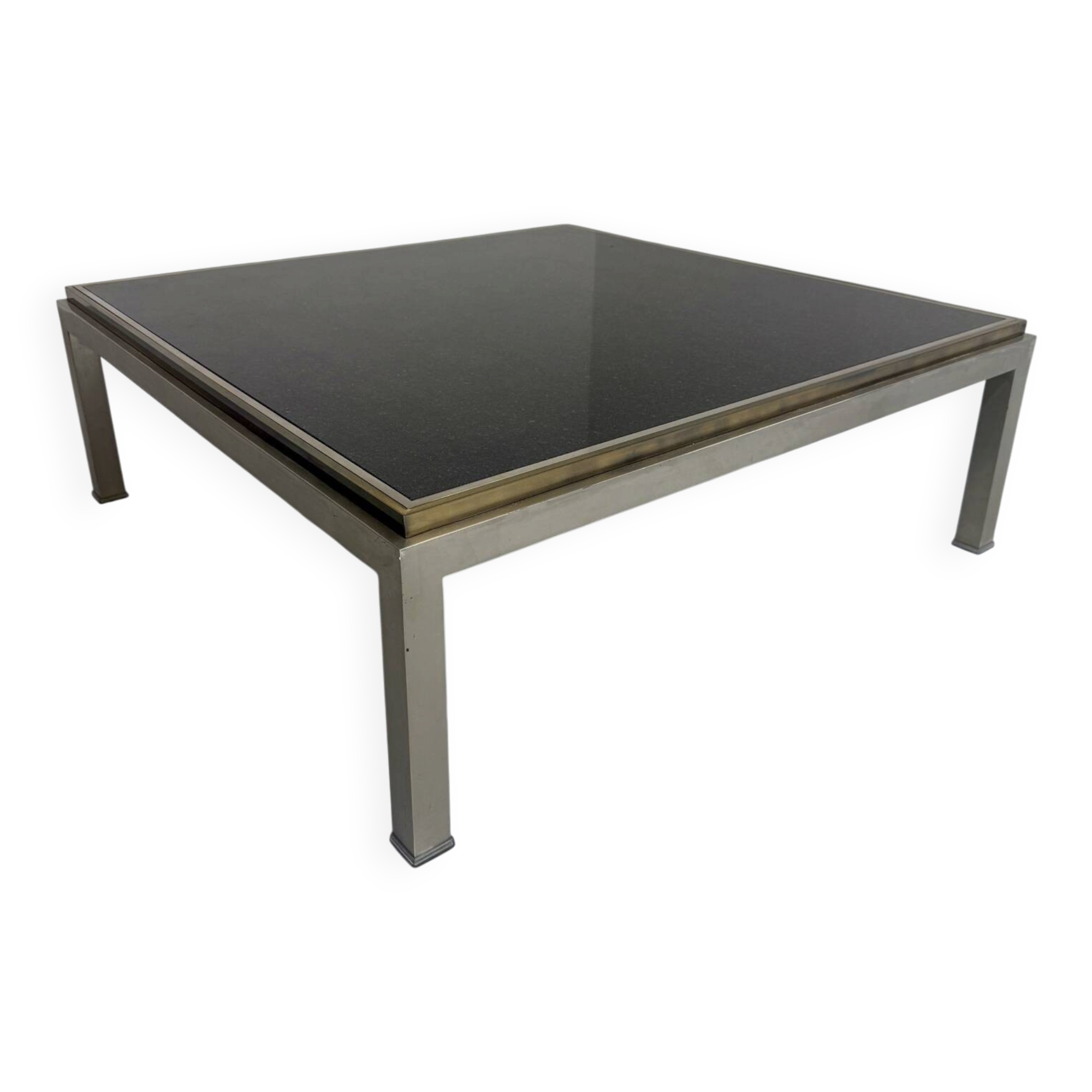 Large Flaminia coffee table designed by Willy Rizzo from the 1970s, metal and stone.