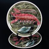 Fish and shellfish plates ceramic Italy vintage 1970 x8
