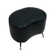 Pair of Italian Footstools in Solid Wood and Green Faux Leather, Italy, 1960s