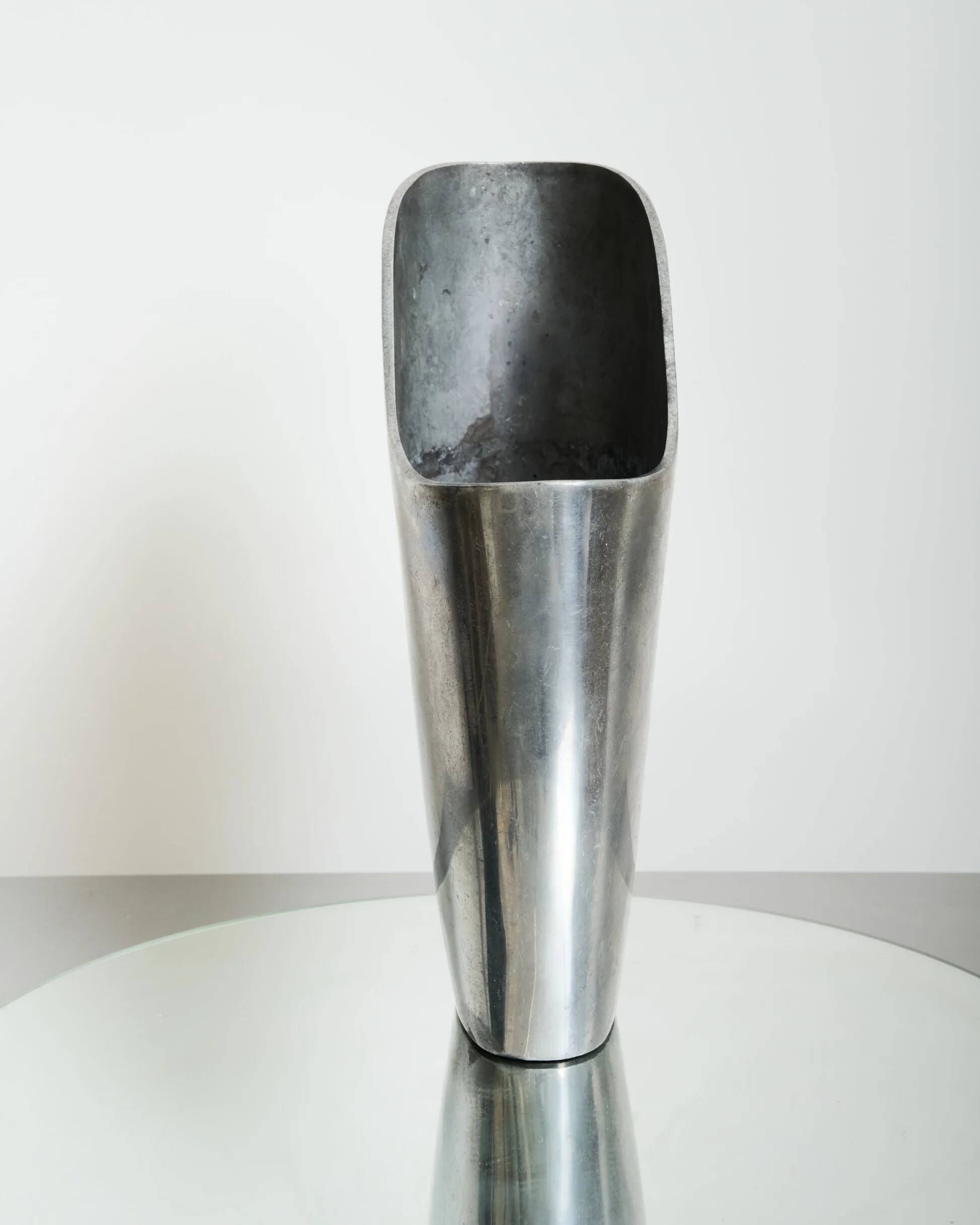 Aluminium cast vase, in the style of Anne Efverlund, 1970-1980.