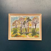 Original Swedish Oil on Panel - 'Forest Path'  – Unsigned Vintage & Framed