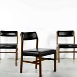 Set Of 4 Midcentury Solid Teak Danish Style Chairs. Vintage Modern / Retro.