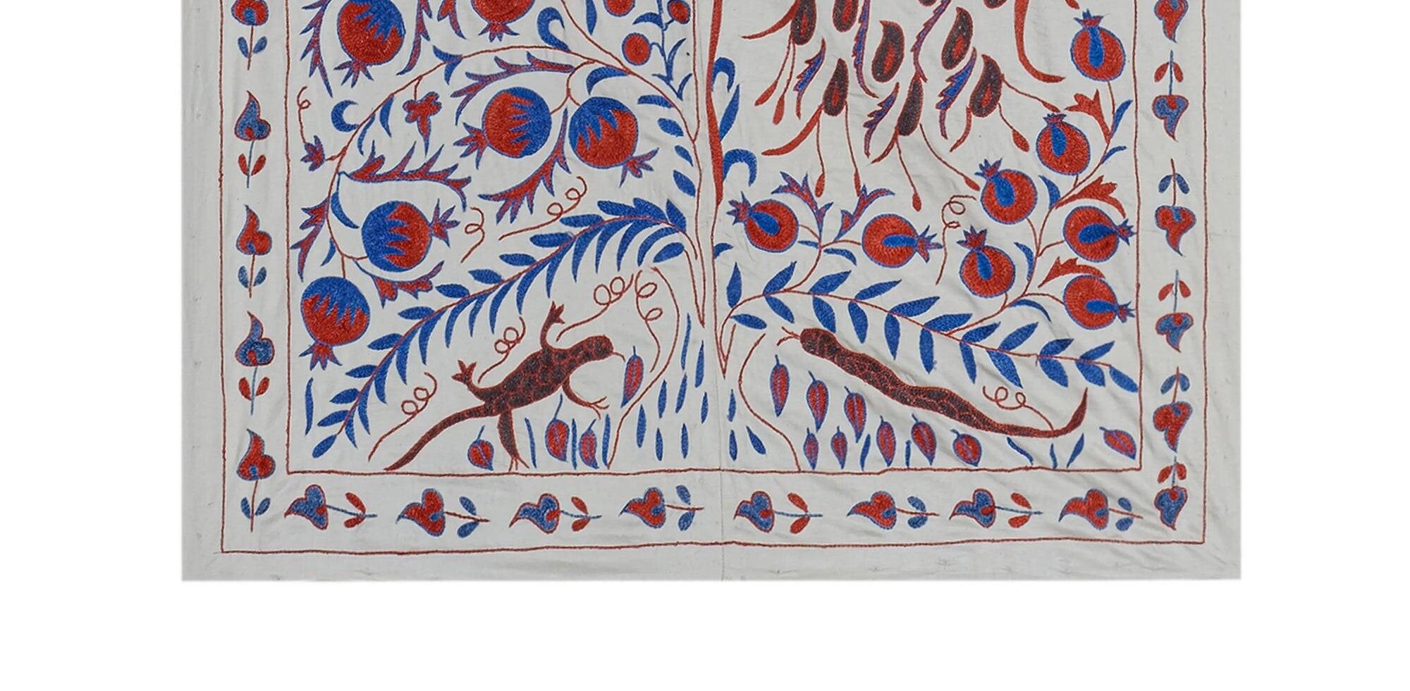 Vintage hand-embroidered tribal tapestry 109x186 cm
