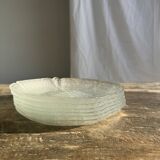 Lot de 6 petites assiettes en forme de feuille en verre vintage Arcoroc Asp