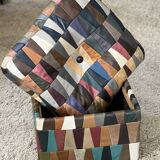 Pouf /coffre ou Ottoman « Arlequin » cuir  1970