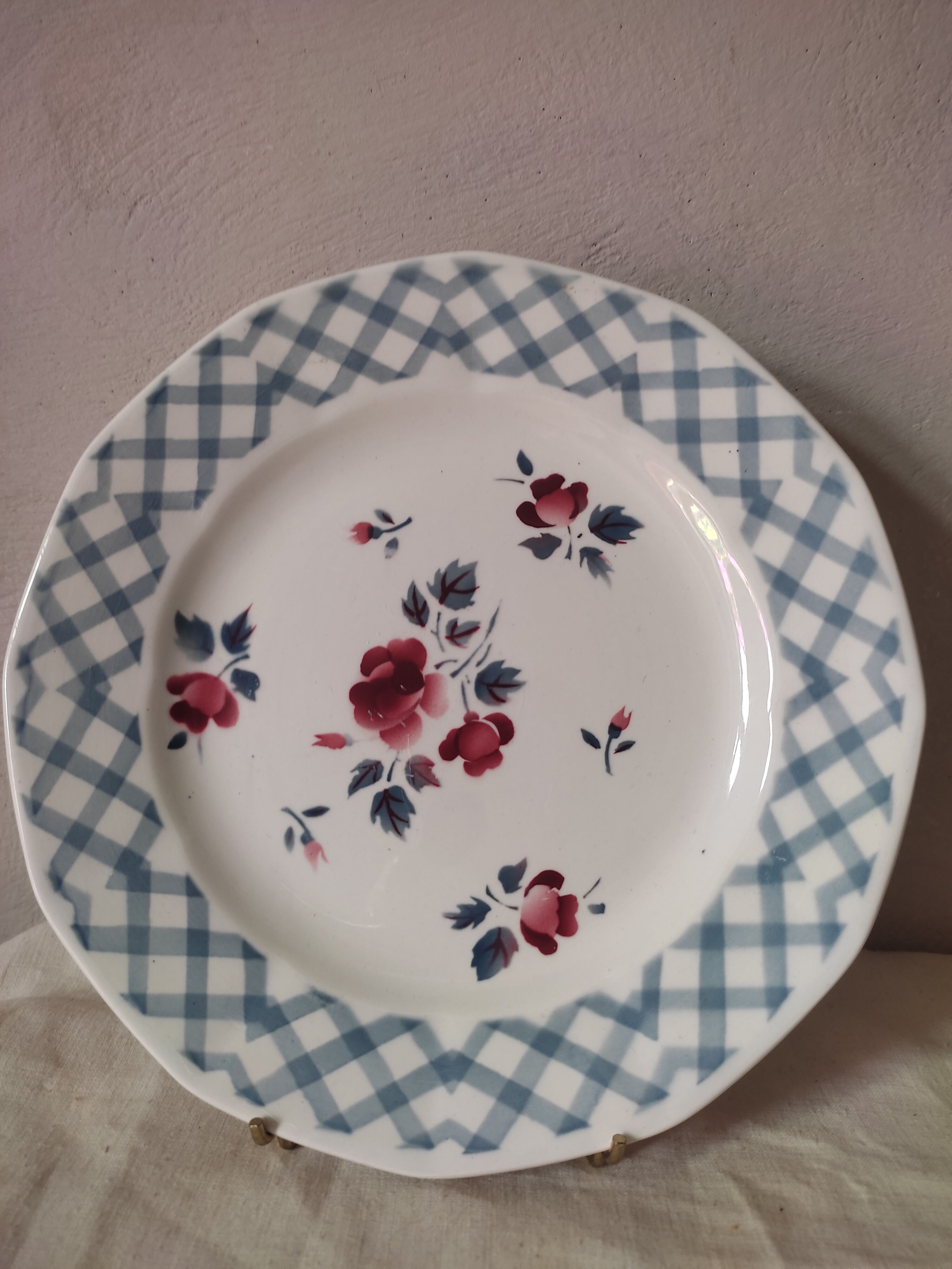 6 mismatched dessert plates in Digoin earthenware