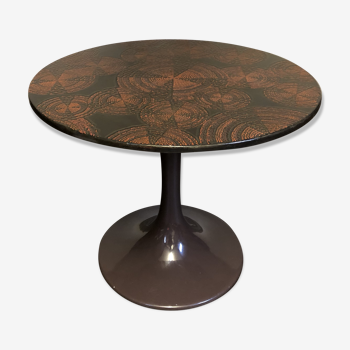 Vtg Mid Century Danish Compact Abstract Circular Round Tulip Enamel Dining Table