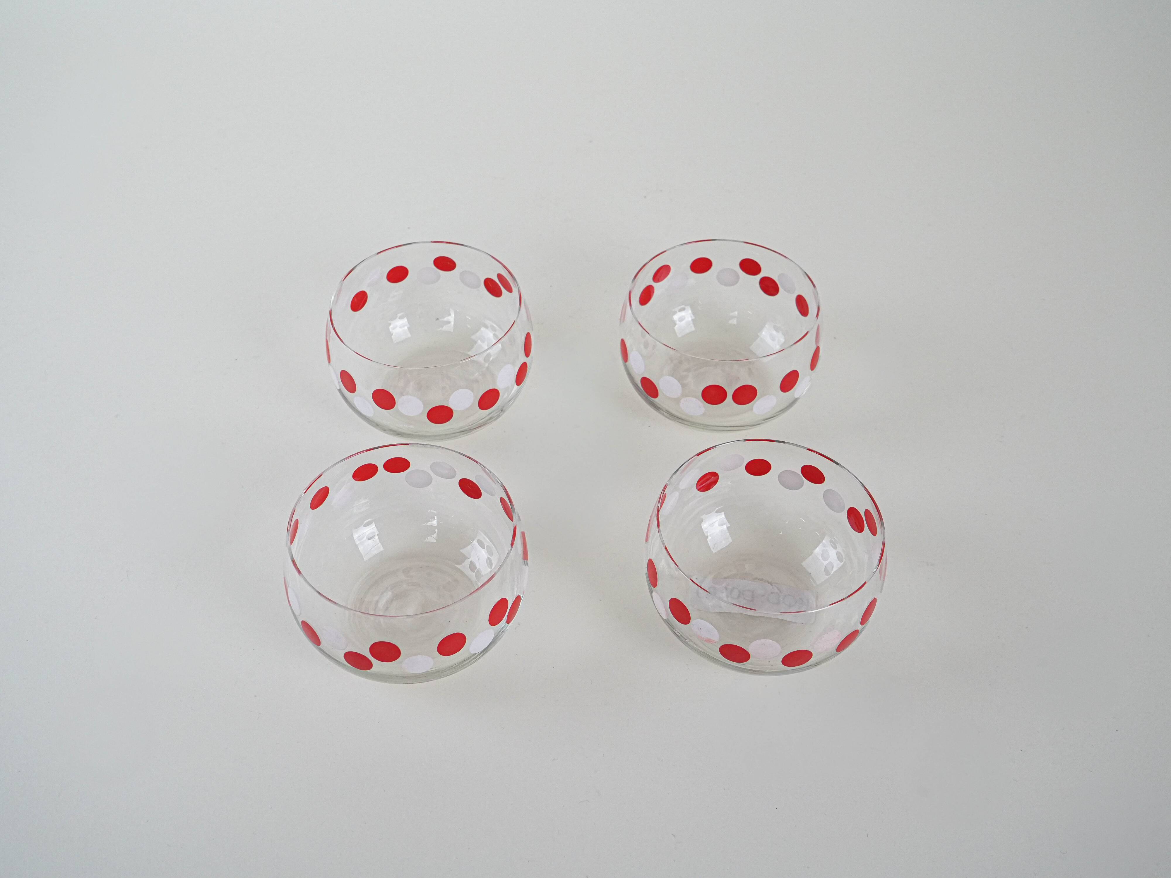 Set of glass bowls, Italian design, 1980s, made in Italy