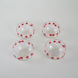 Set of glass bowls, Italian design, 1980s, made in Italy