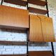 1950s mid-century wall unit teak and iron folding desk & cabinet module