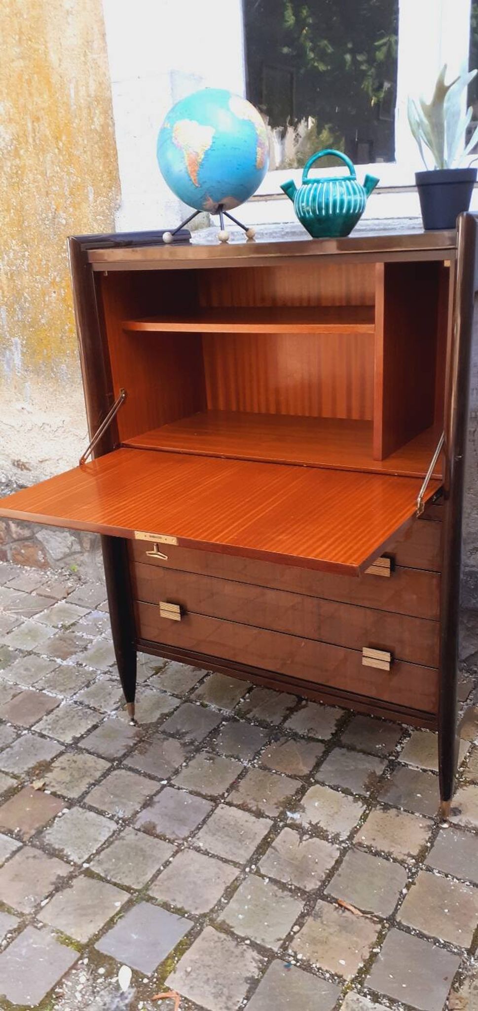 Secrétaire vintage année 60 en acajou marque Mobilor