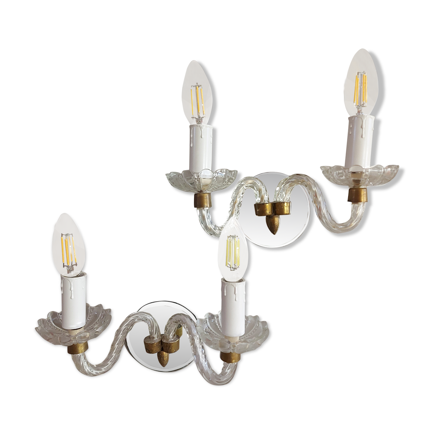 Pair of glass wall light