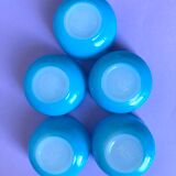 5 ramequins huile lesieur en verre bleu