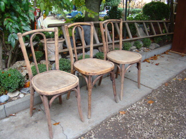 Lot of three old bistro chairs