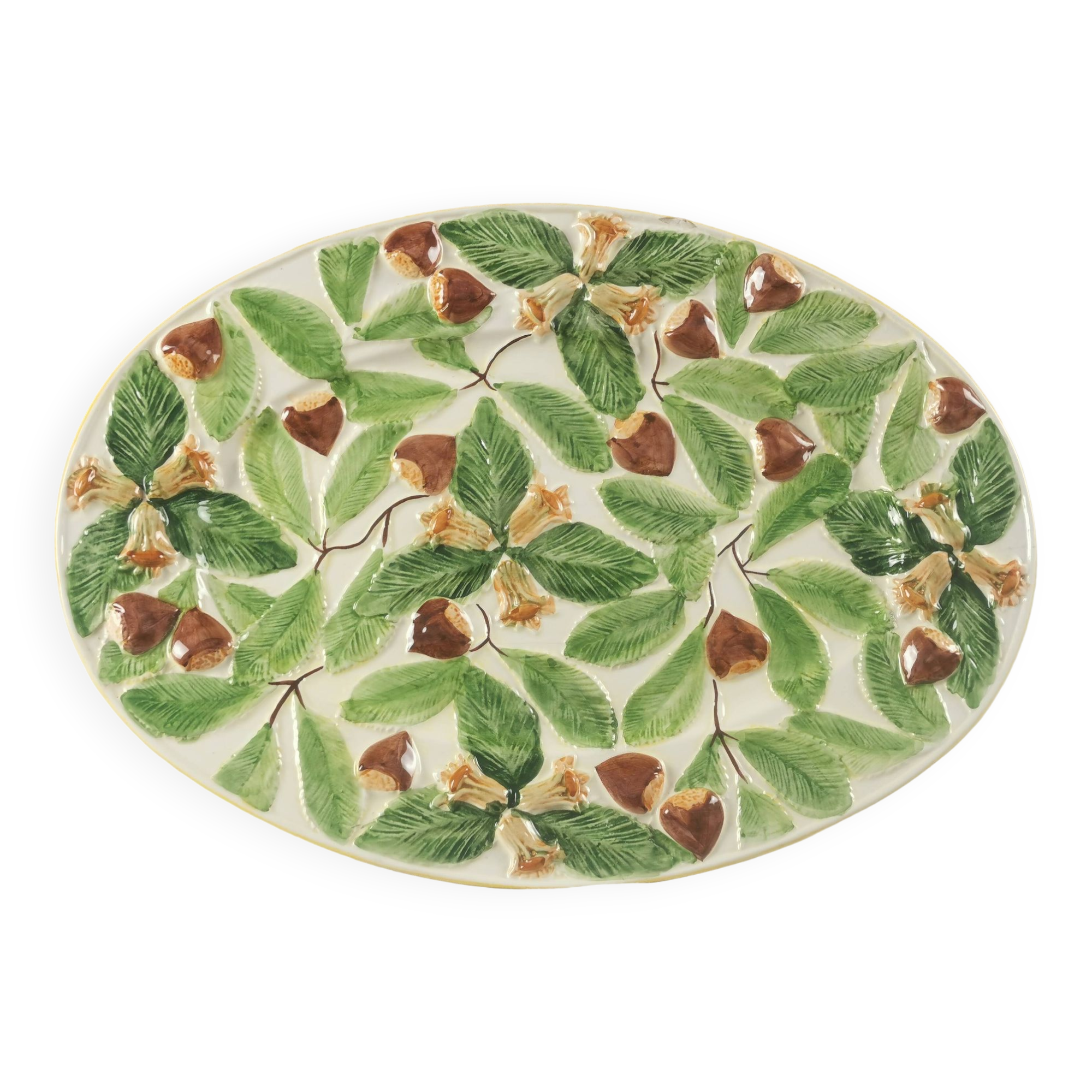 Large ancient dish “decor of chestnuts”