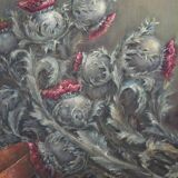 still life painting with thistles HSP signed and dated