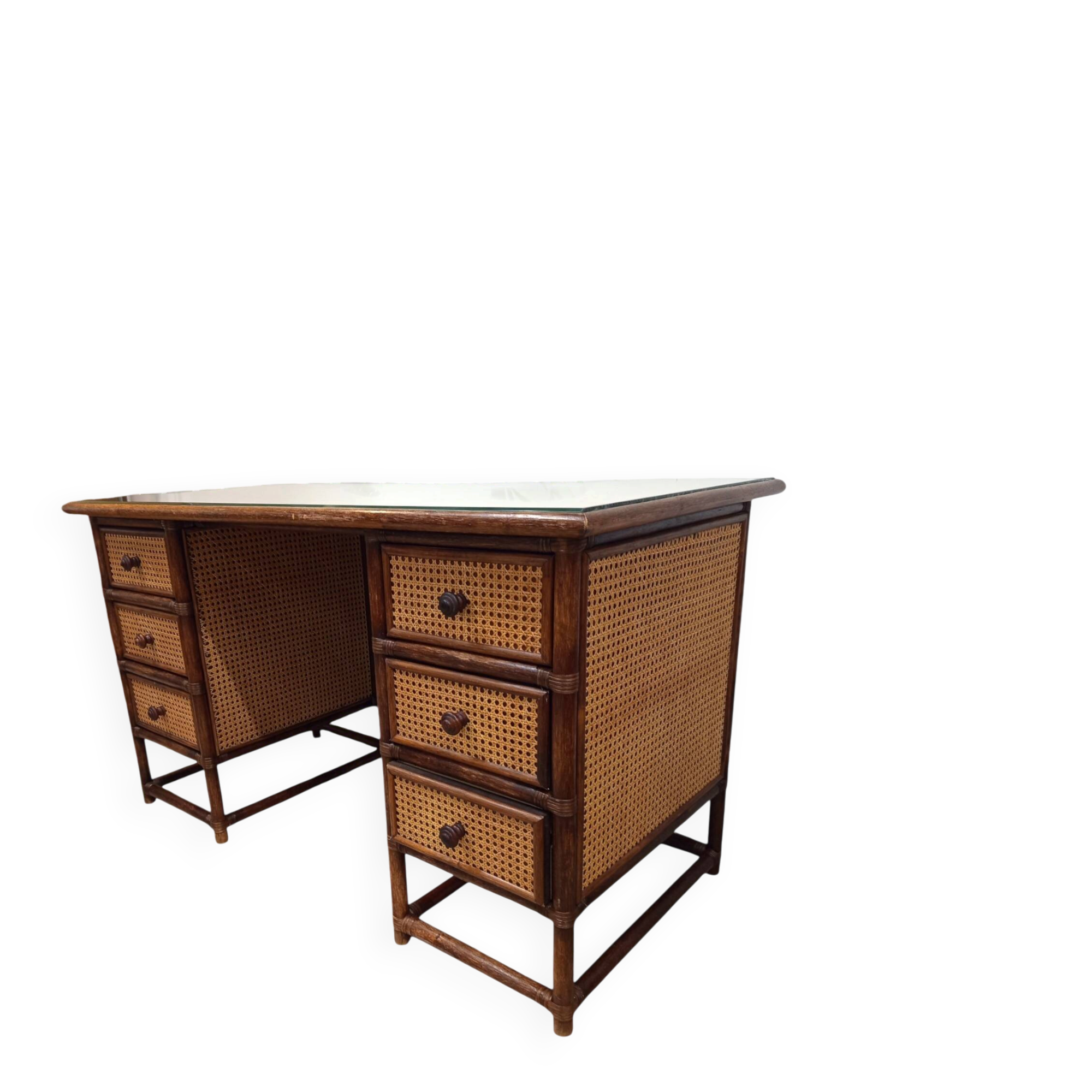 Vintage bamboo and cane desk