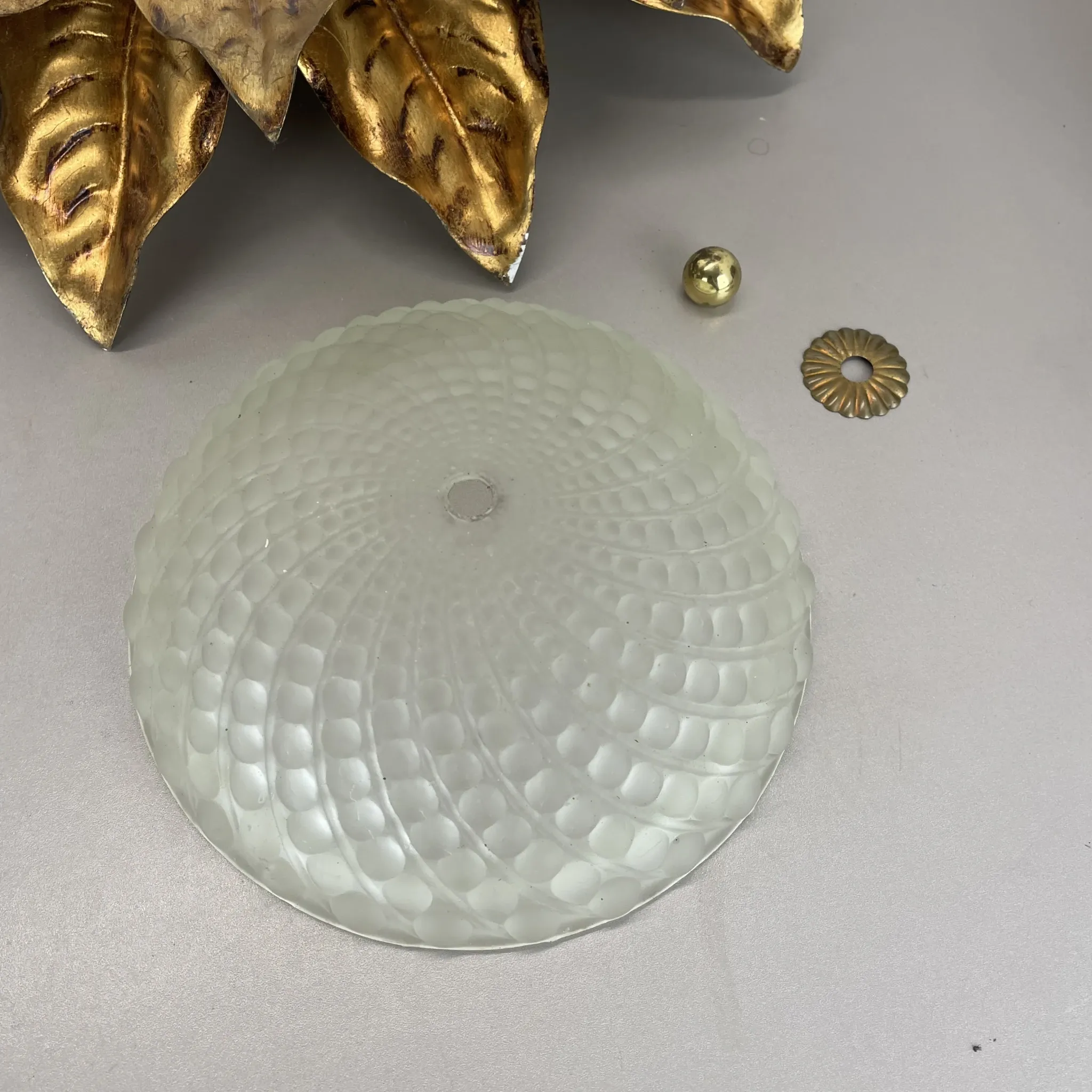 Large 55 cm golden 'florentine theatre' ceiling light by banci, florence, italy, 1970