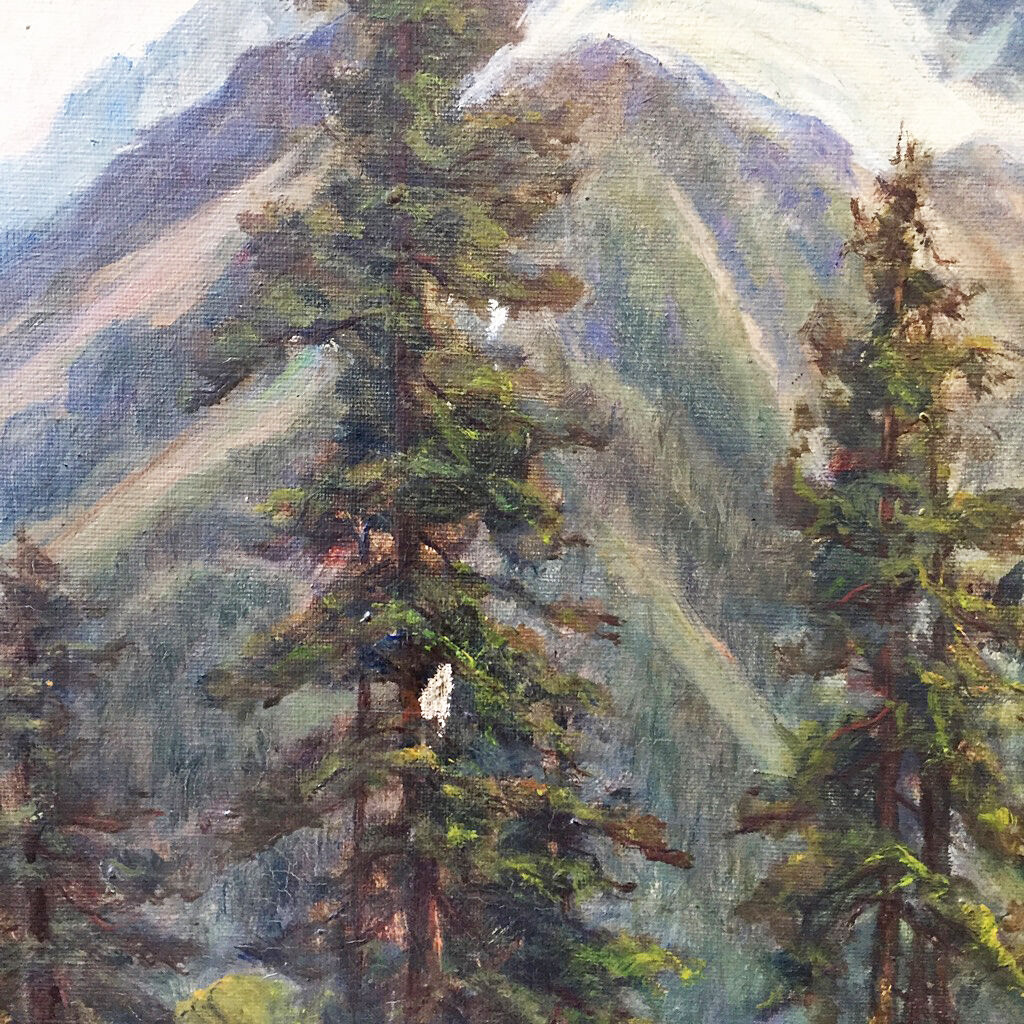 Old oil canvas turned it green 43 x 54cm