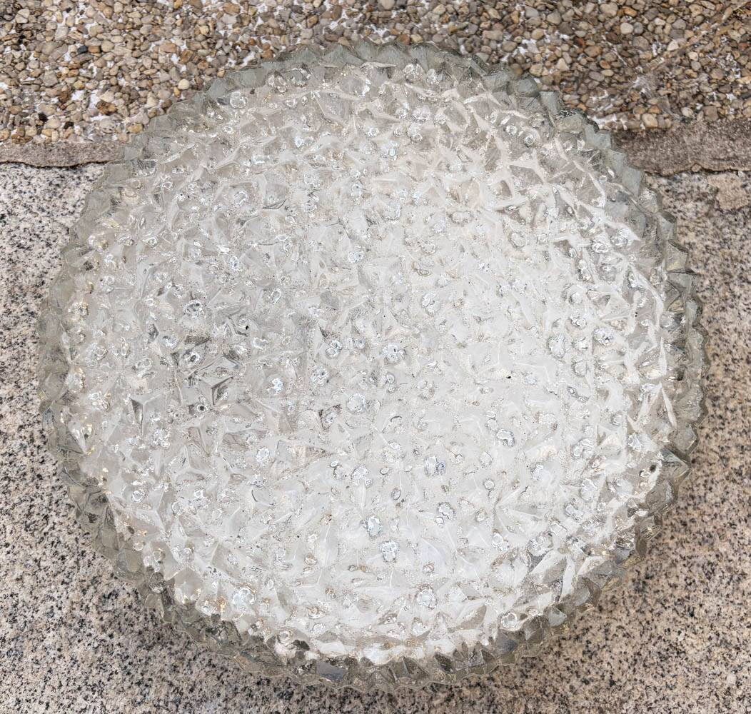 Holophane ceiling light in prismatic glass – 1960s industrial design